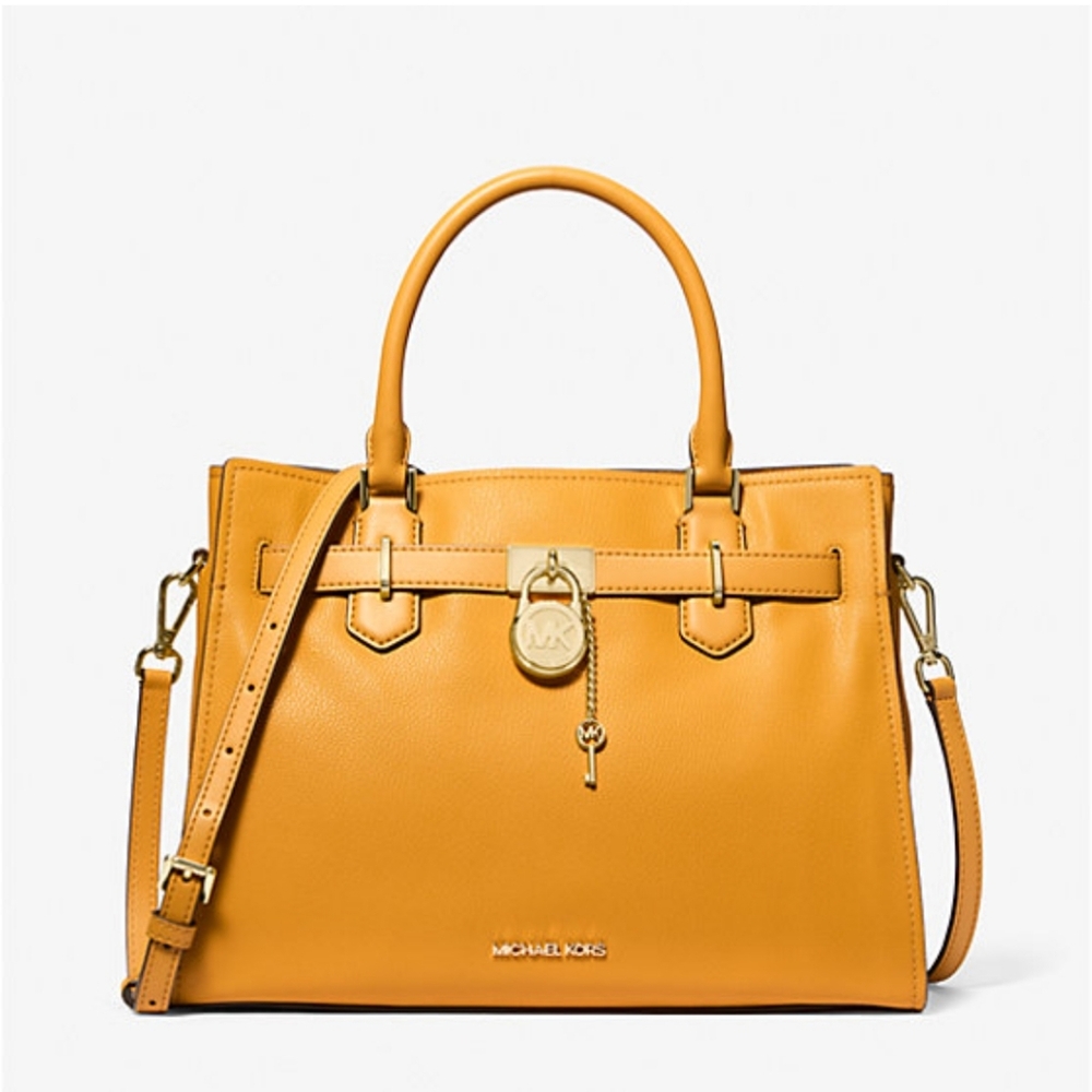 Michael MICHAEL KORS Hamilton Medium Leather Satchel Golden Rod NWT